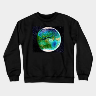 Green terraformed Mars with ocean and seas Crewneck Sweatshirt